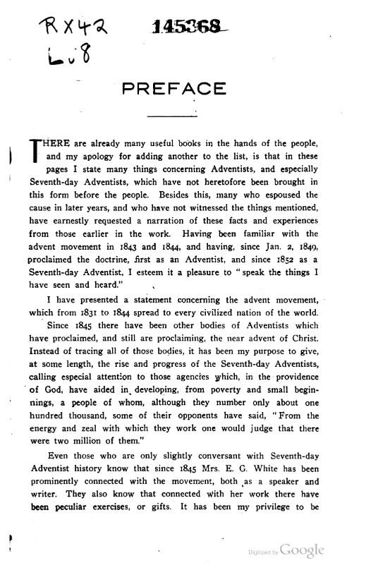 Original title page of J. N. Loughborough’s The Great Second Advent Movement: Its Rise and Progress
